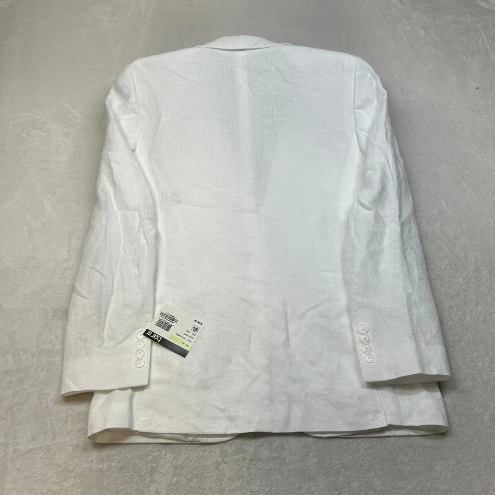 Bar III Linen Suit Jacket Mens 38L White Slim Fit Summer Coastal Sport Coat $360
